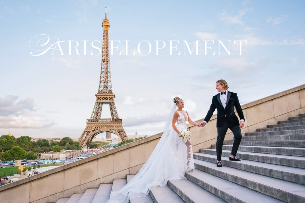 Paris elopement - Bride and groom walking hand in hand in front of the Eiffel Tower 2 Paris elopement - Bride and groom walking hand in hand in front of the Eiffel Tower 2