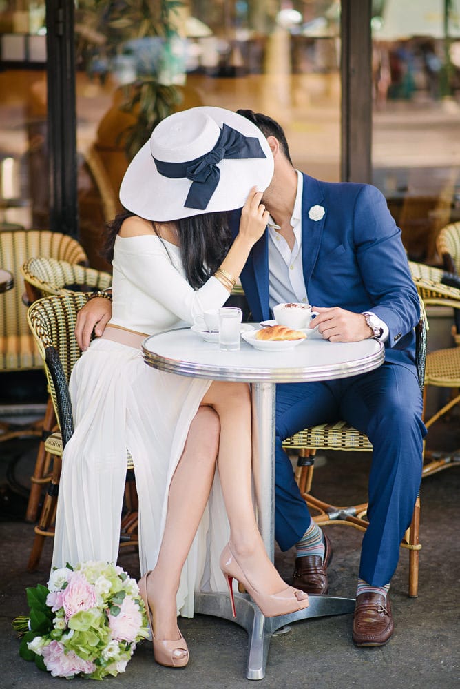 proposal in paris - celebrating with a parisian breakfast including croissants and cappuccino proposal in paris - celebrating with a parisian breakfast including croissants and cappuccino