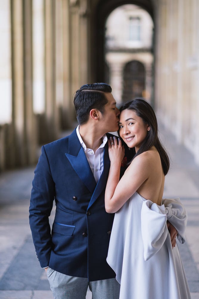 Paris photographer engagement - Beautiful couple with bow tie creator dress gorgeous engagement photos Paris photographer engagement - Beautiful couple with bow tie creator dress gorgeous engagement photos